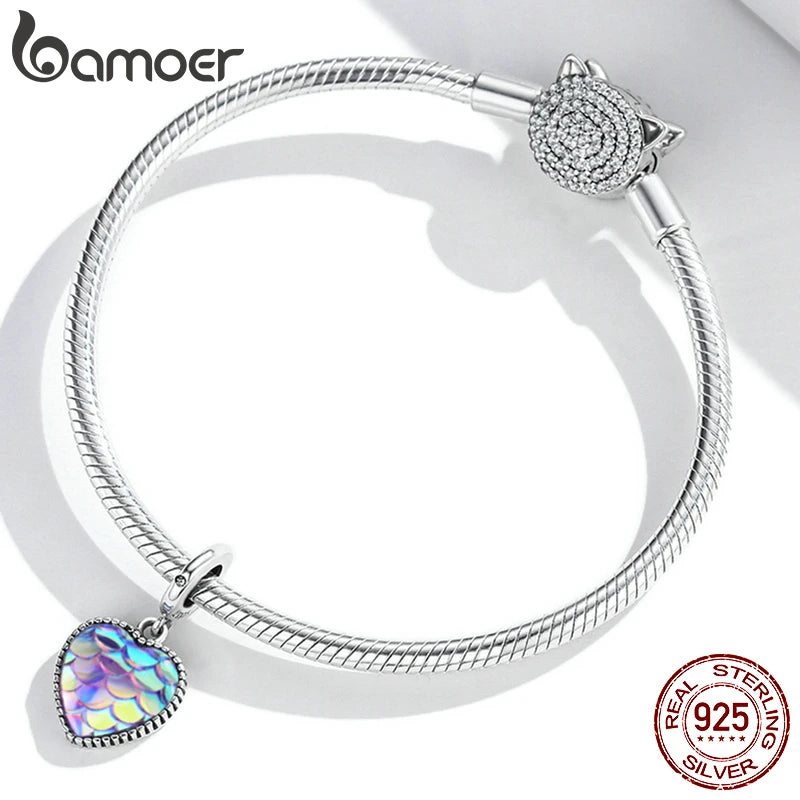 Berloque com Argola Coração Escama de Peixe