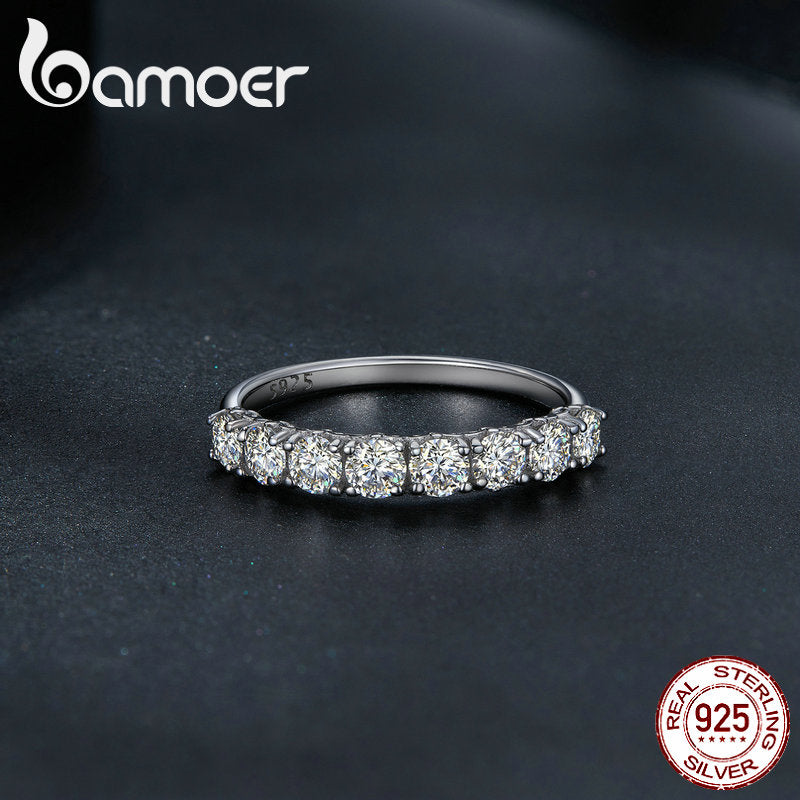 Anel Estampado de Moissanite Bamoer