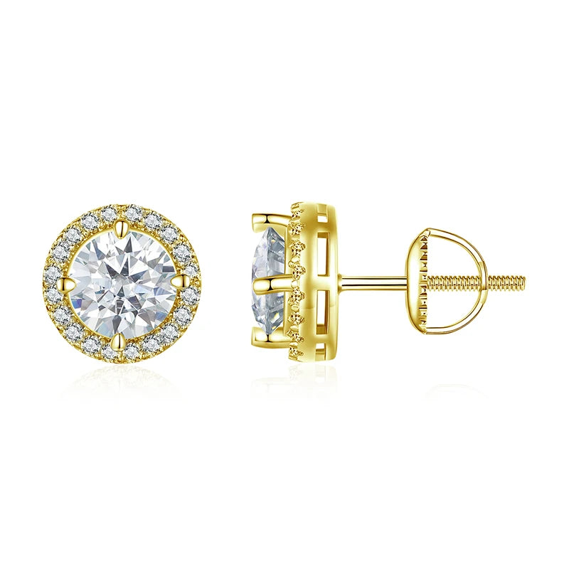 Brincos Halo de Moissanite em Prata 925