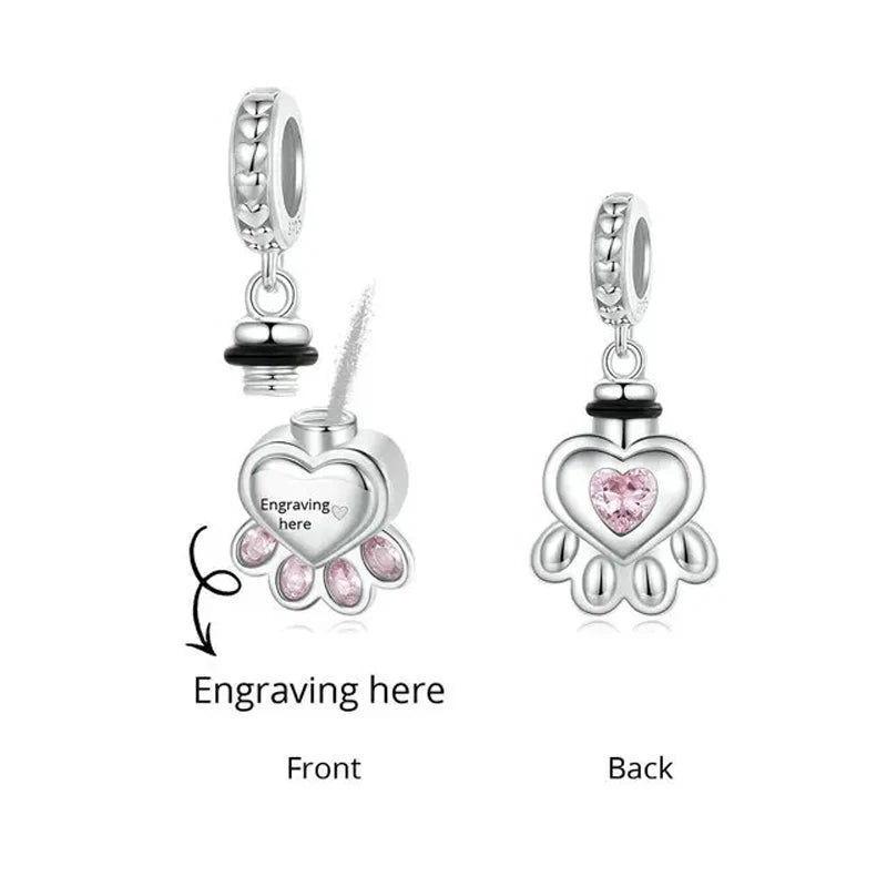 Berloque Amor Eterno Pet – Memorial com Cinzas e Nome Personalizado