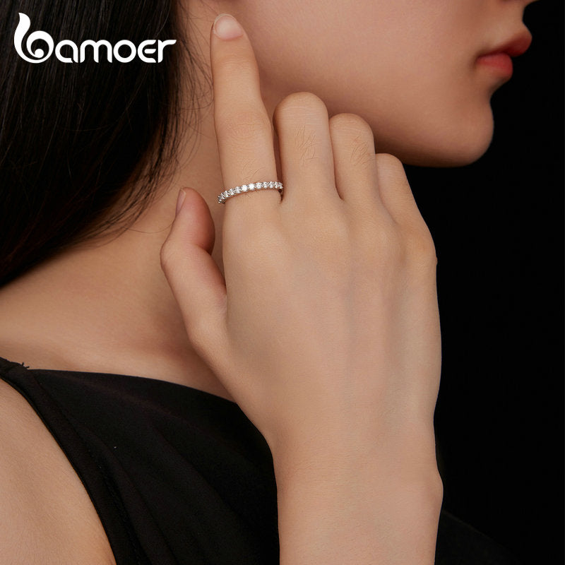 Anel Moissanite Eternidade Bamoer