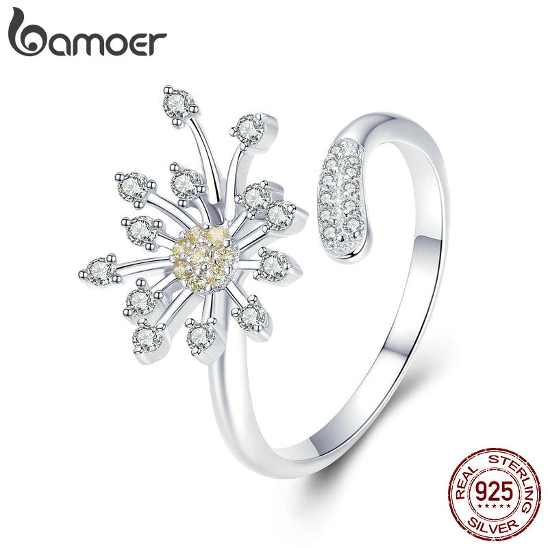 Anel Ajustável Flor Dente-de-Leão Bamoer