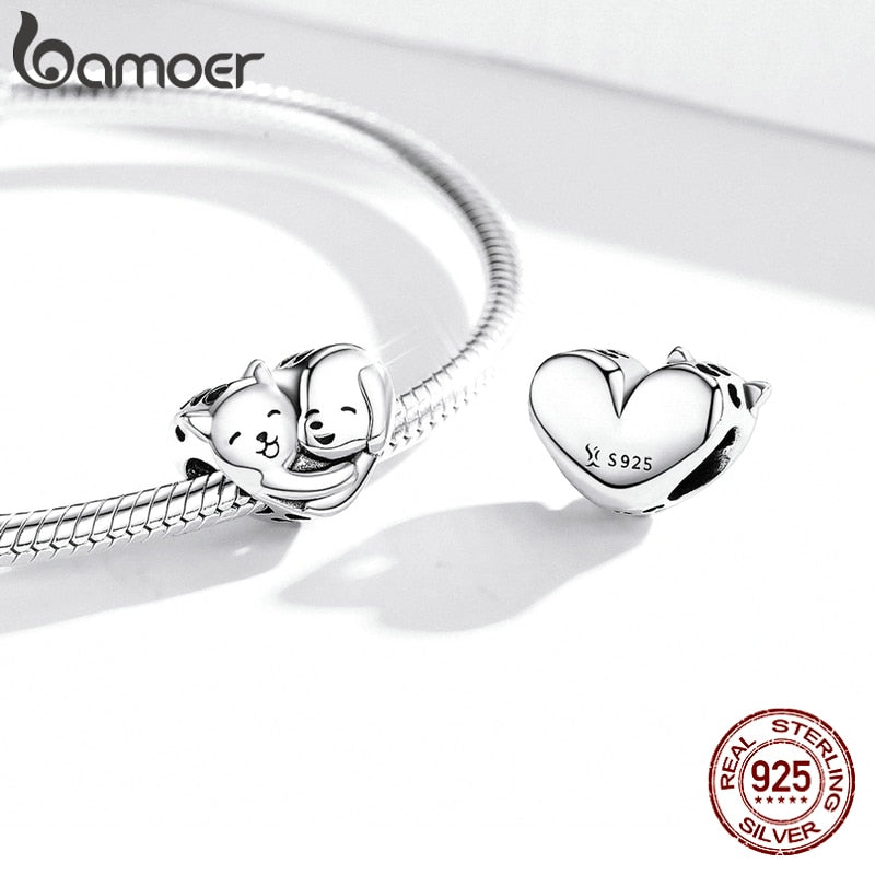 Pingente Abraço Cão e Gato Love Bamoer