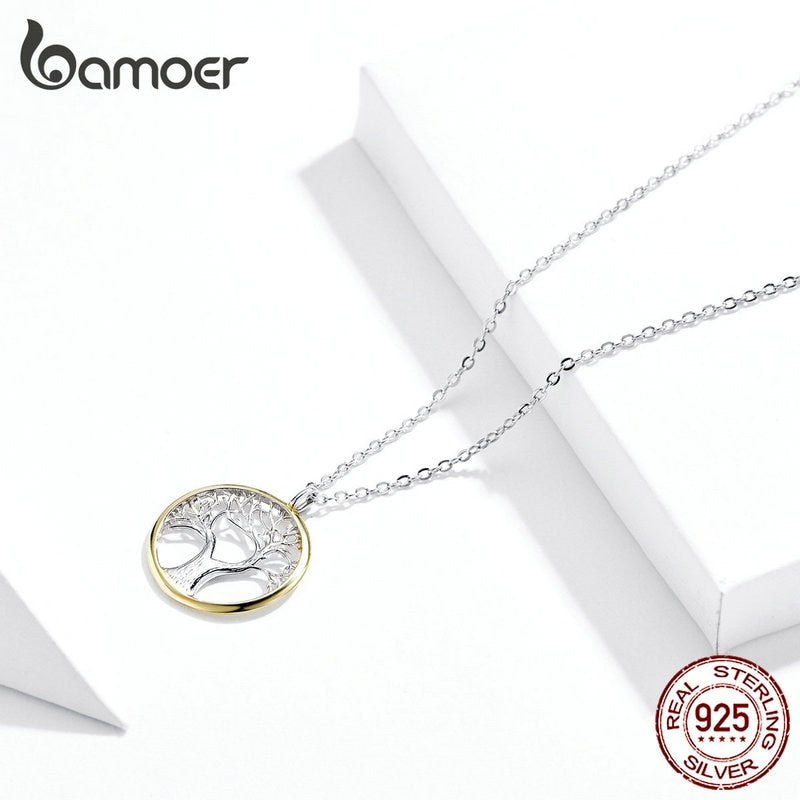 Colar com Pingente Dourado Árvore da Vida Bamoer