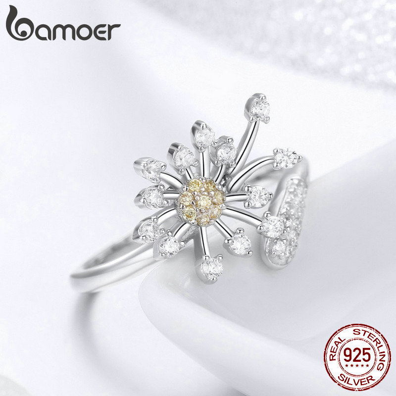 Anel Ajustável Flor Dente-de-Leão Bamoer