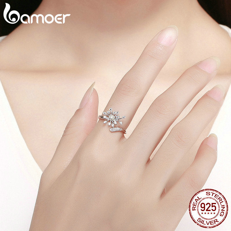 Anel Ajustável Flor Dente-de-Leão Bamoer