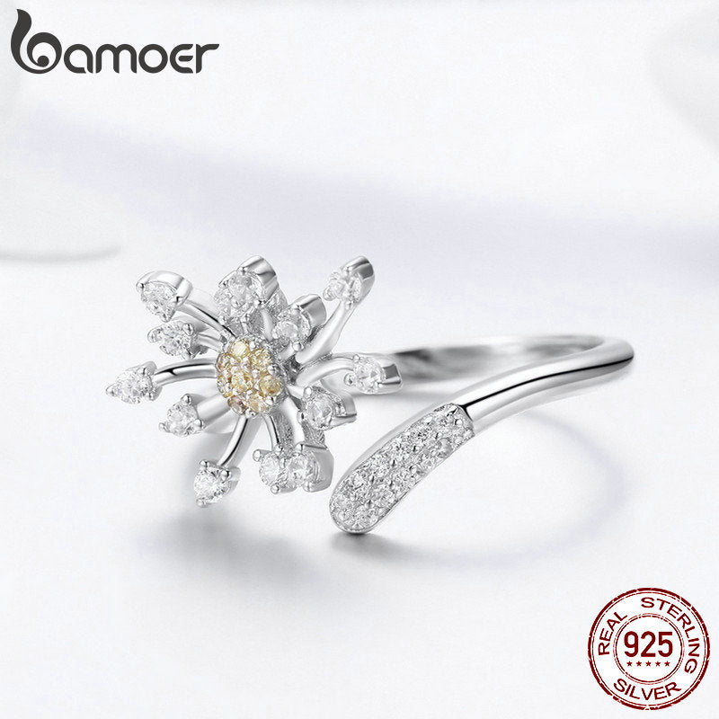 Anel Ajustável Flor Dente-de-Leão Bamoer