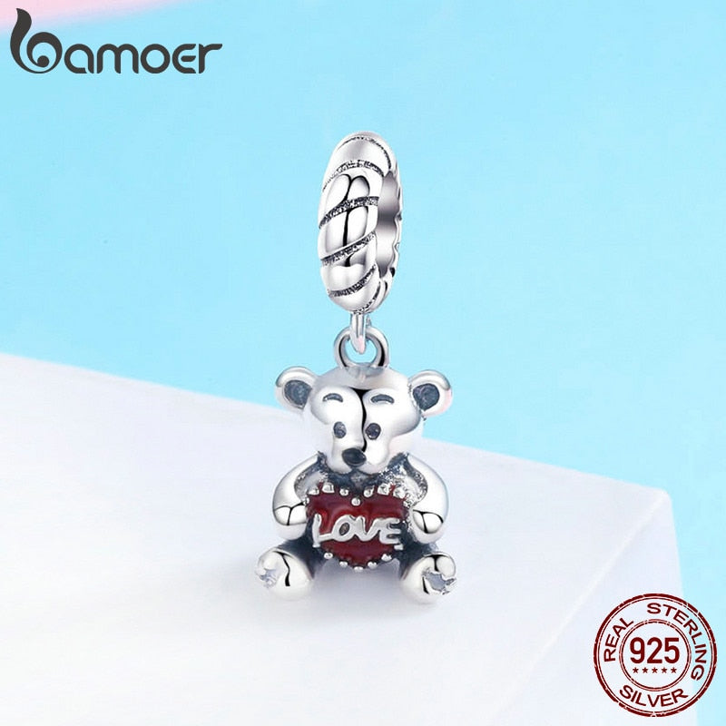 Berloque com Argola Urso do Amor Bamoer