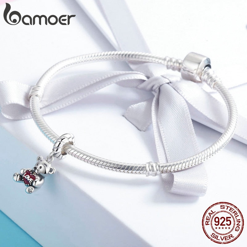 Berloque com Argola Urso do Amor Bamoer