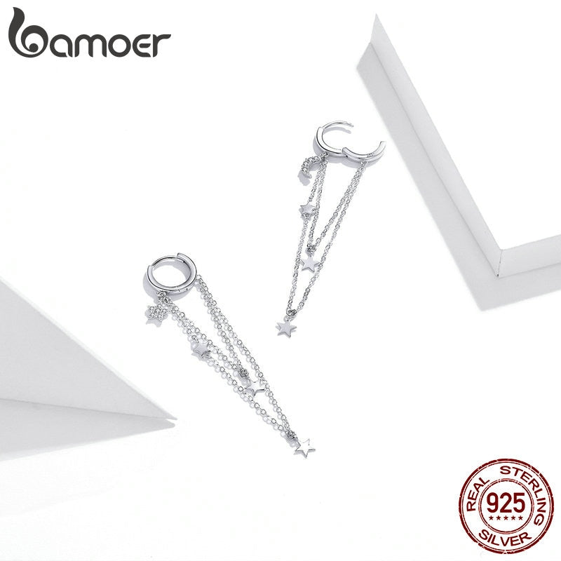 Brincos Pendão Estrelas & Lua Bamoer