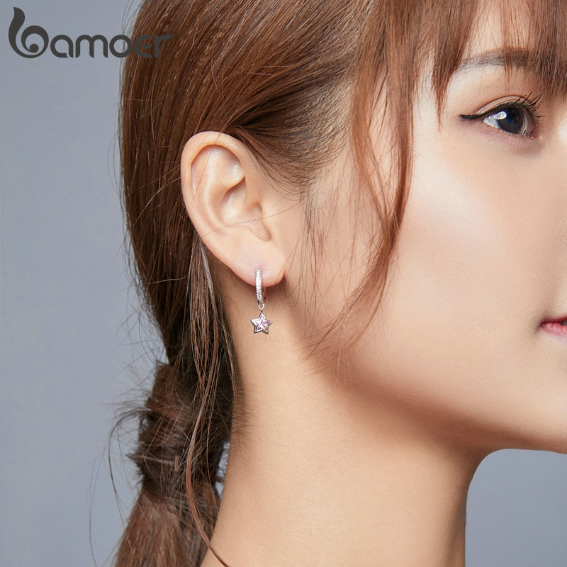 Brincos Estrela Cor-de-Rosa Bamoer