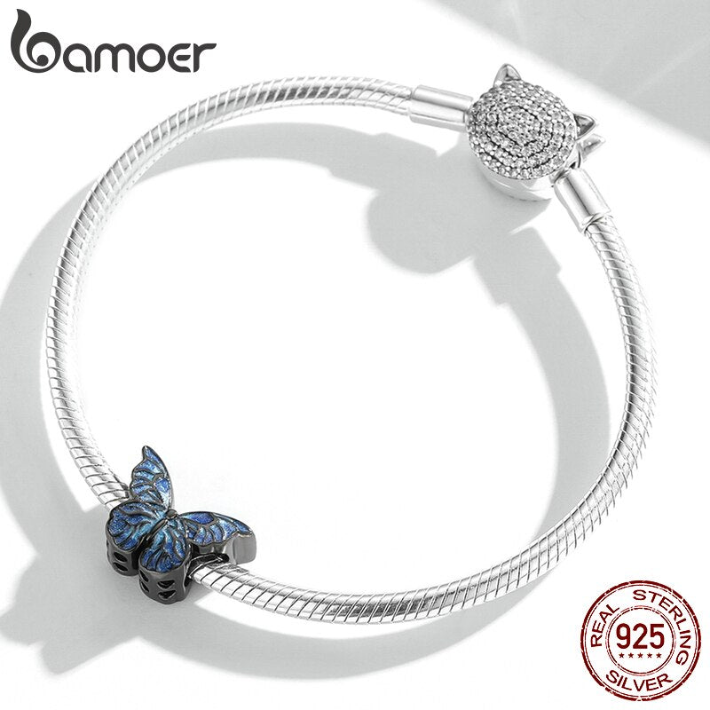Pingente Borboleta Negra Azul Bamoer