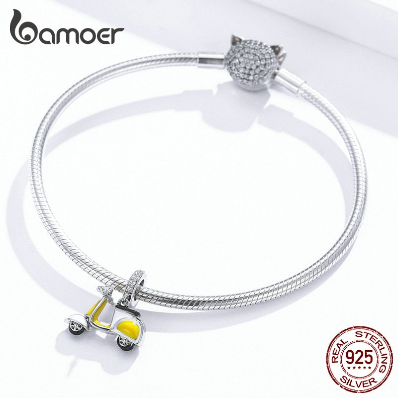 Pingente Motocicleta Amarela Bamoer