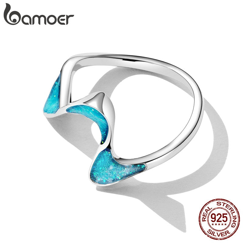 Anel Onda Azul Bamoer