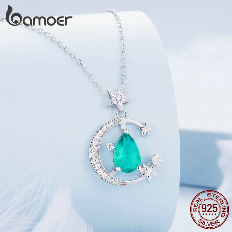 Colar com Pingente Estrela & Lua Bamoer