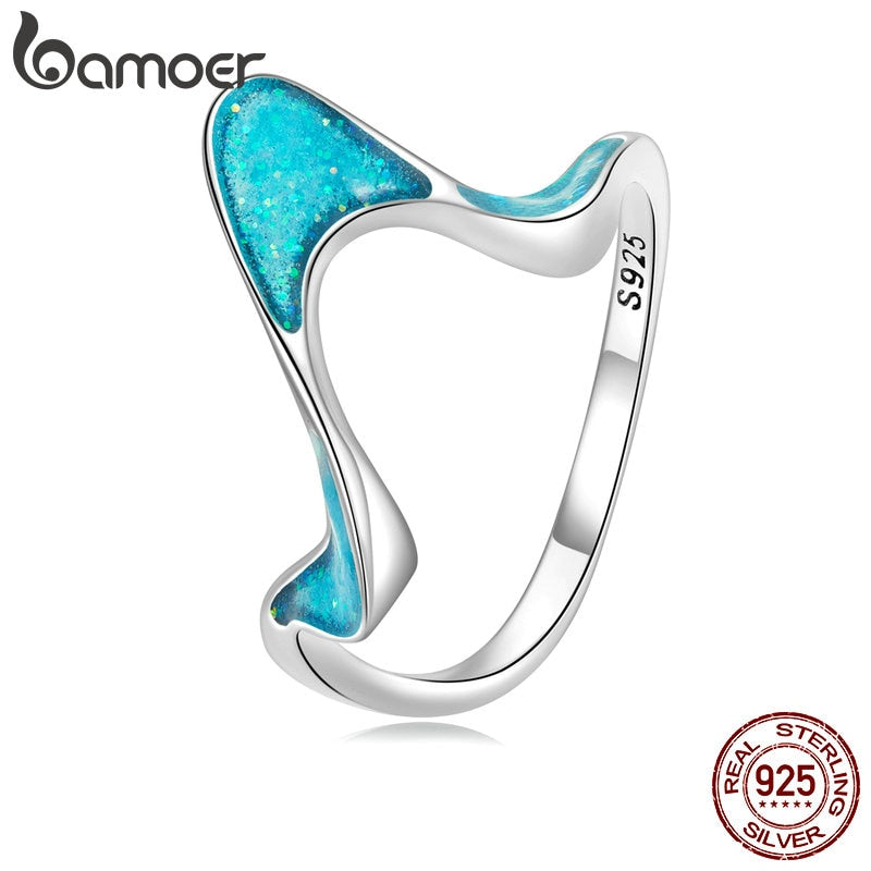 Anel Onda Azul Bamoer