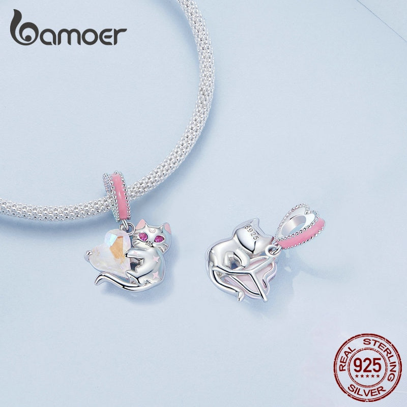 Berloque com Argola Gatinho Pendurado Bamoer