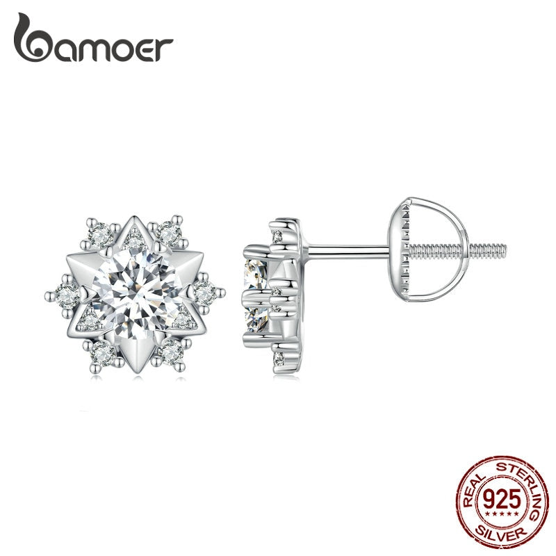 Brincos Floco de Neve Moissanite Bamoer