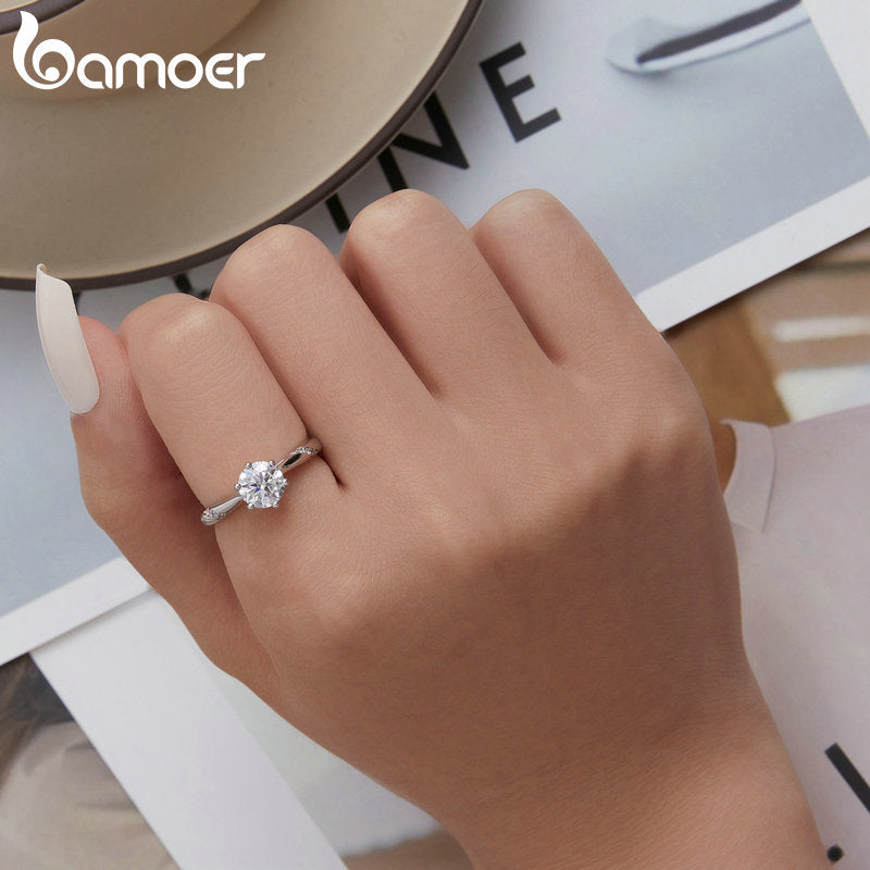 Anel Esmeralda Floral Moissanite Bamoer