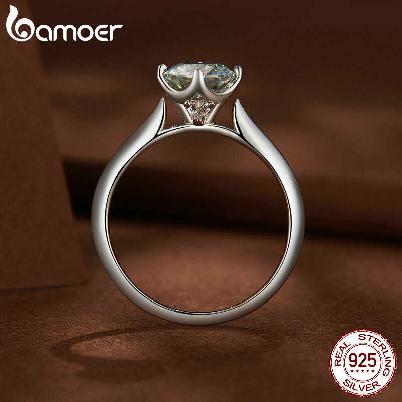 Anel Prata 925 Moissanite 1 Quilate