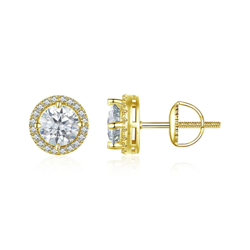 Brincos Halo de Moissanite em Prata 925