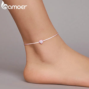 Tornozeleira Coração Rosa