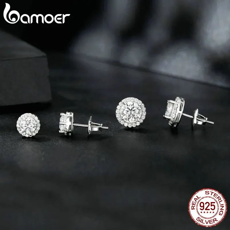 Brincos Halo de Moissanite em Prata 925