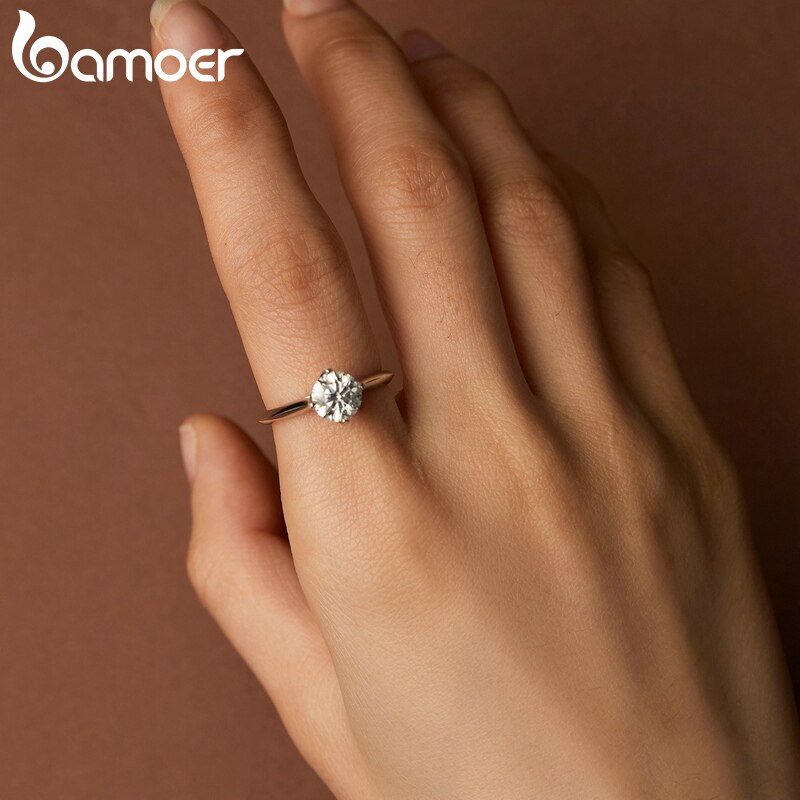 Anel Prata 925 Moissanite 1 Quilate