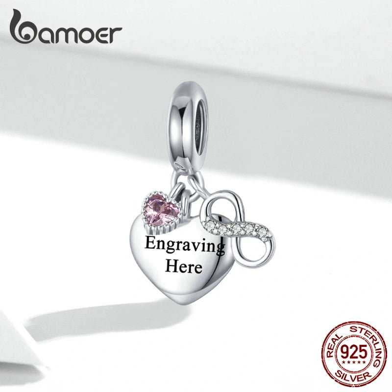 Berloque Coração Infinito Personalizado em Prata 925