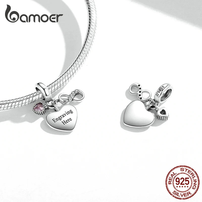 Berloque Coração Infinito Personalizado em Prata 925