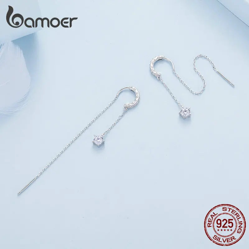 Brincos Longos Flor Pendente em Prata 925
