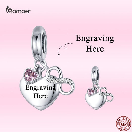 Berloque Coração Infinito Personalizado em Prata 925