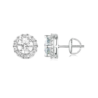 Brincos Halo de Moissanite em Prata 925
