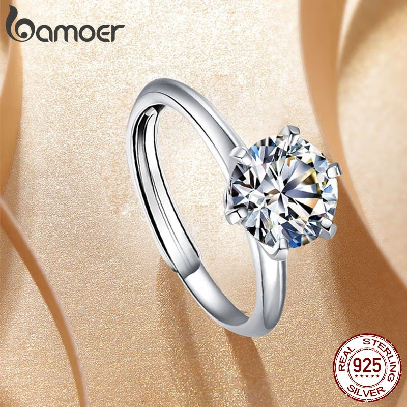 Anel Ajustável Moissanite 1 Quilate Bamoer