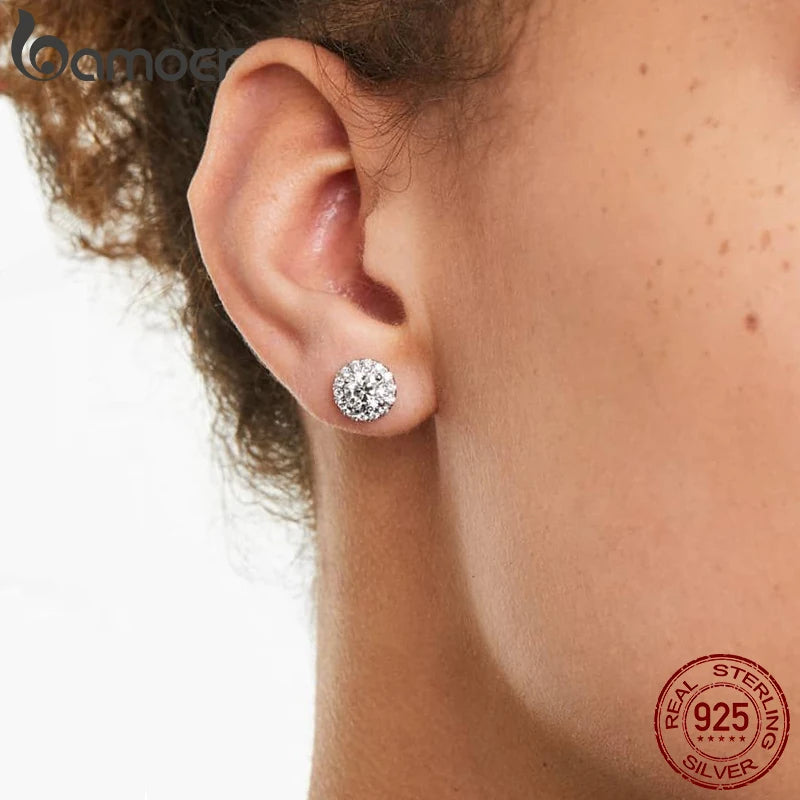 Brincos Halo de Moissanite em Prata 925