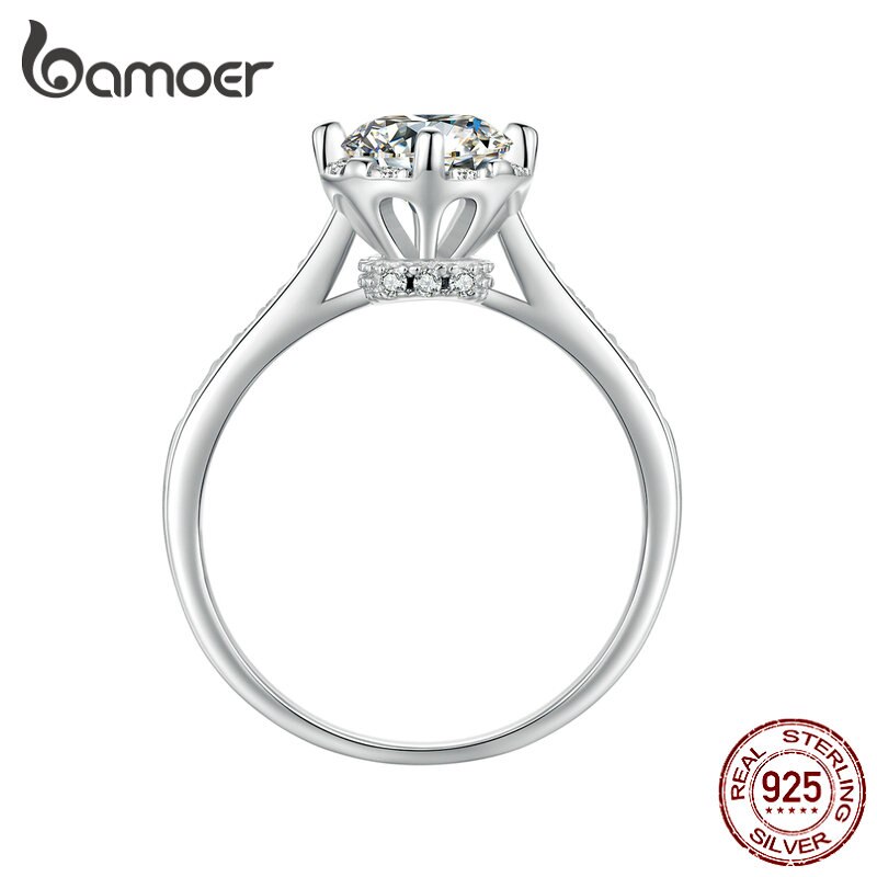 Anel Moissanite Feminino 1 Quilate Bamoer