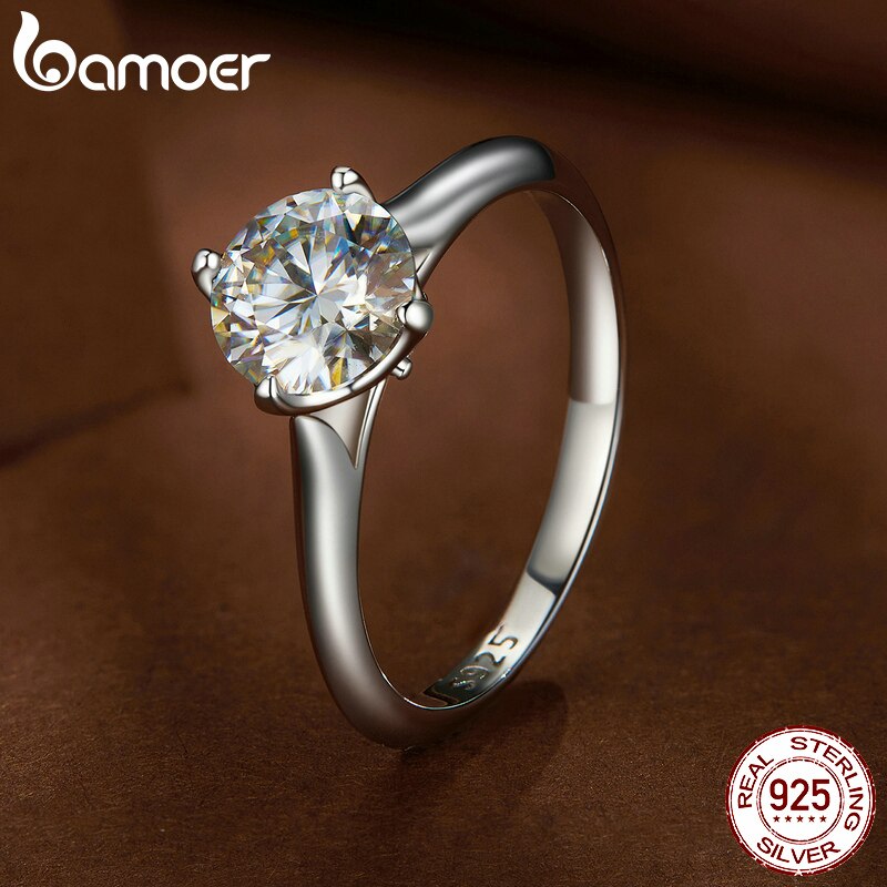 Anel Prata 925 Moissanite 1 Quilate