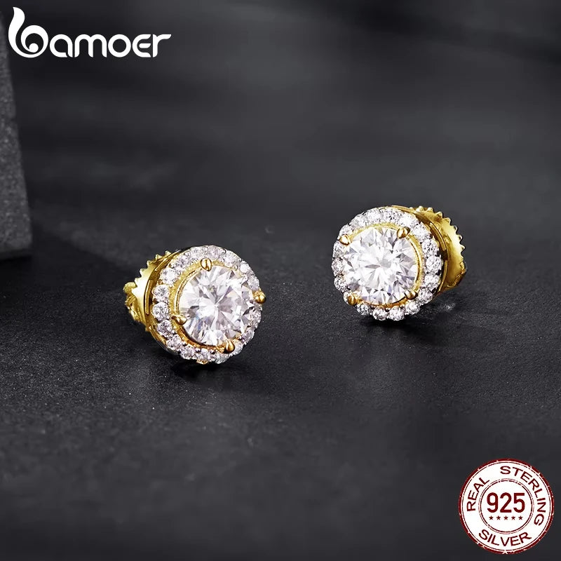 Brincos Halo de Moissanite em Prata 925