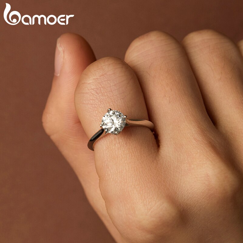 Anel Prata 925 Moissanite 1 Quilate