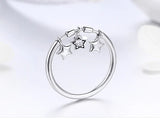 Anel Feminino Com 3 Pingentes de Estrelas Bamoer