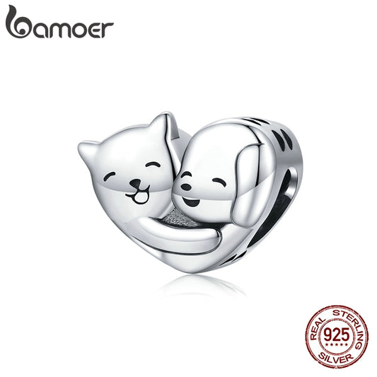 Pingente Abraço Cão e Gato Love Bamoer