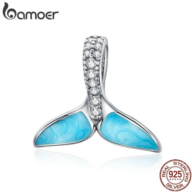 Pingente Cauda de Sereia Azul Bamoer