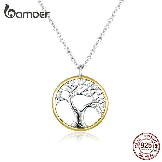Colar com Pingente Dourado Árvore da Vida Bamoer