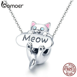 Pingente Gatinho Miau Prata Bamoer
