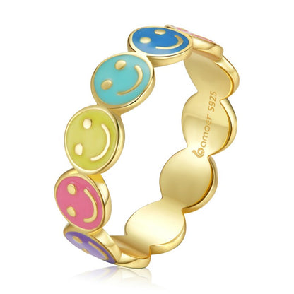 Anel Rostos Coloridos Sorridentes Bamoer