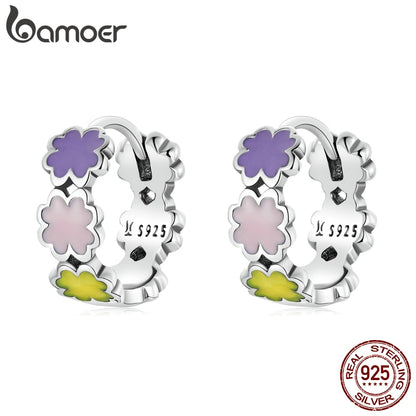 Brincos Trevos de Quatro Folhas Coloridos Bamoer