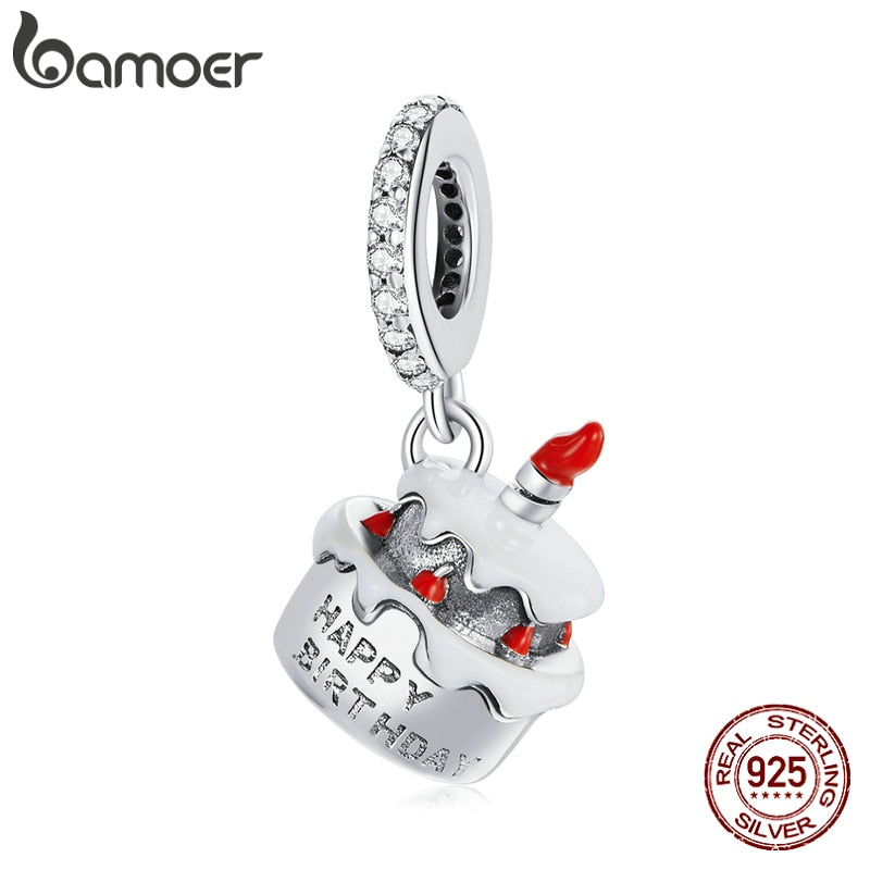 Berloque com Argola Bolo de Aniversário Bamoer