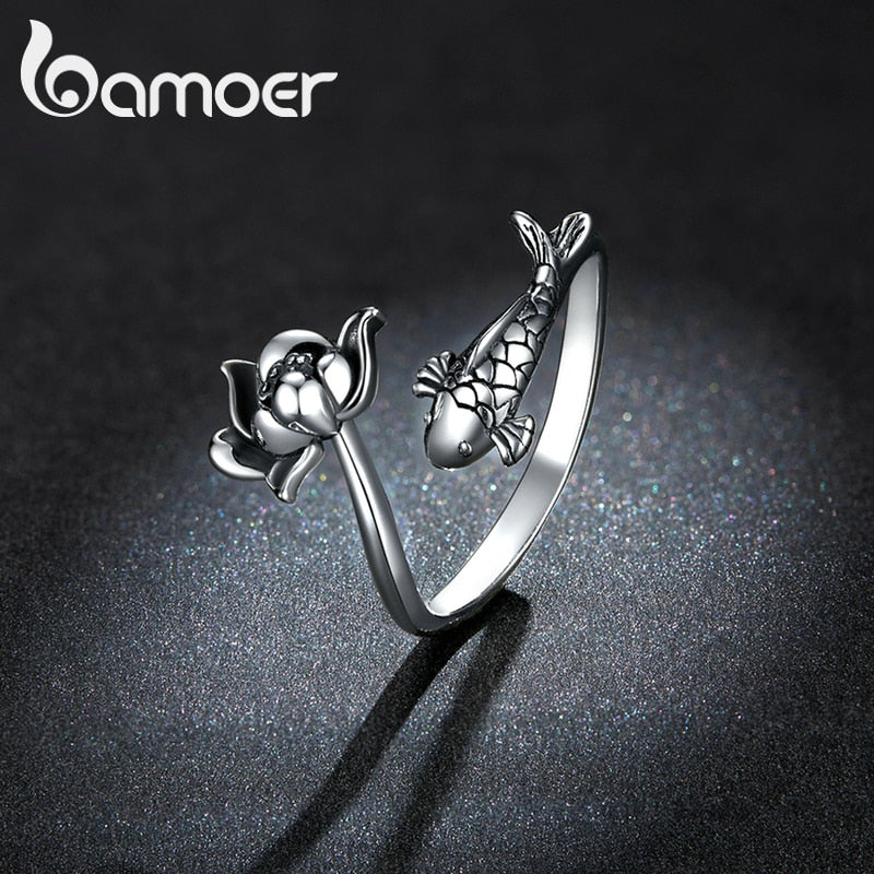 Anel Ajustável Carpa Koi & Lótus Bamoer