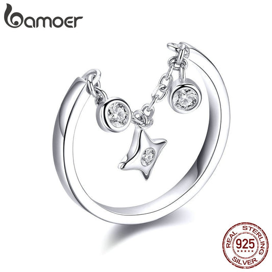 Anel Ajustável Estrelado Bamoer