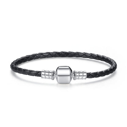 Pulseira de Couro Trançado Bamoer